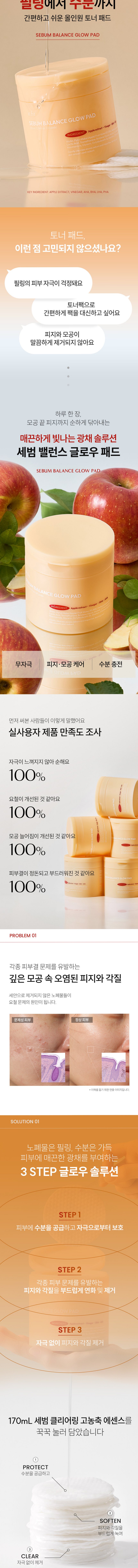 [요철제로 필링패드] 글로우 토너 패드 지우개 좁쌀 피지 모공 각질 아하 바하 60매, 3개